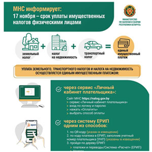 МНС информирует: 17 ноября — срок уплаты имущественных налогов физическими лицами